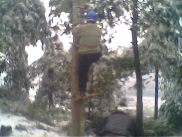 l图一：电力工人在山林积雪封山中登杆作业.JPG